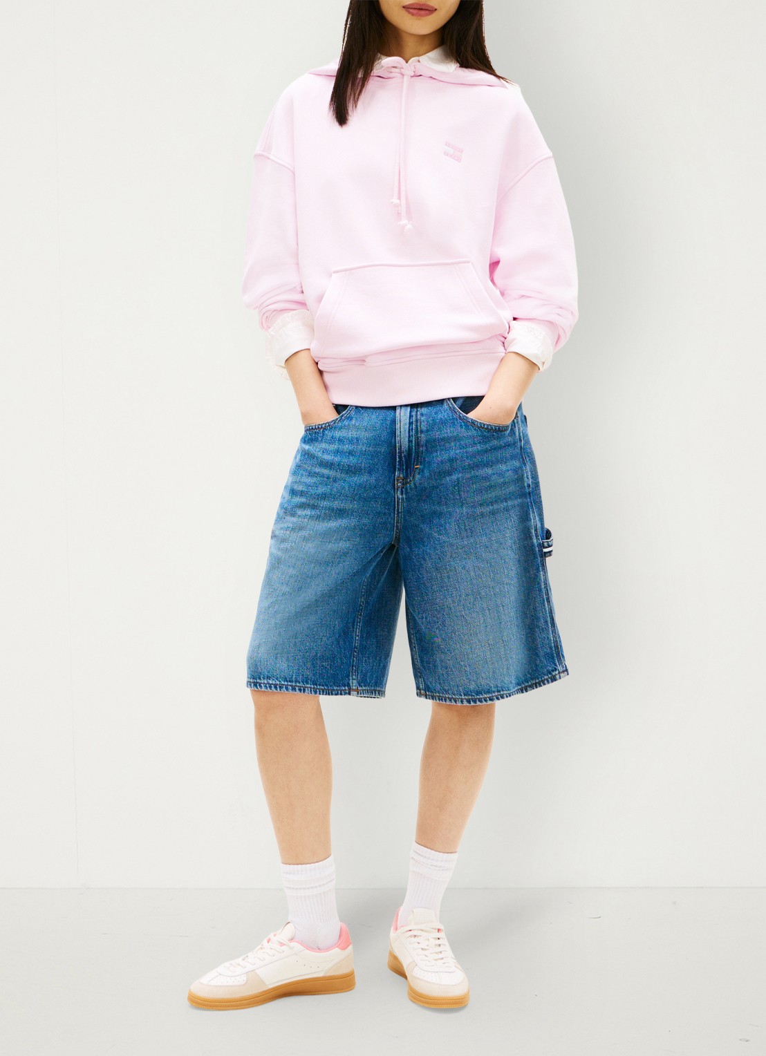 Tommy Hilfiger Hoodie met logoborduring - voorkant 4 lichtroze