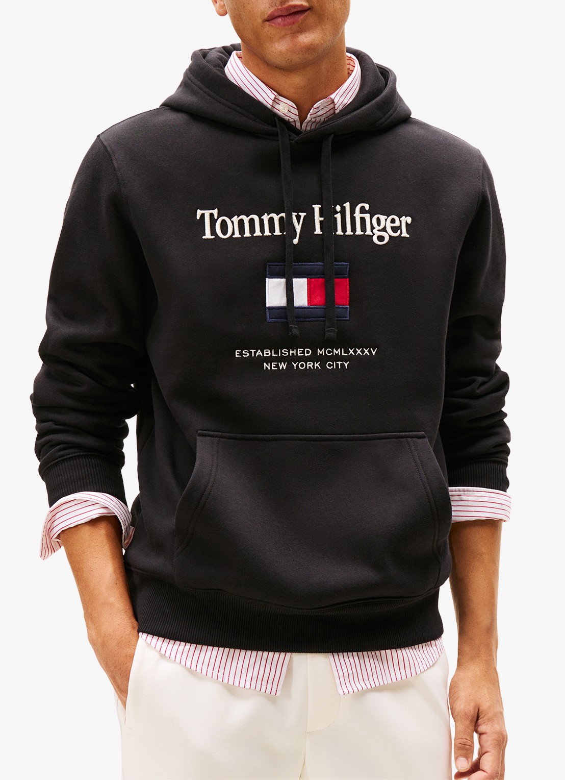 Tommy Hilfiger Hoodie met logoborduring - detail 4 zwart