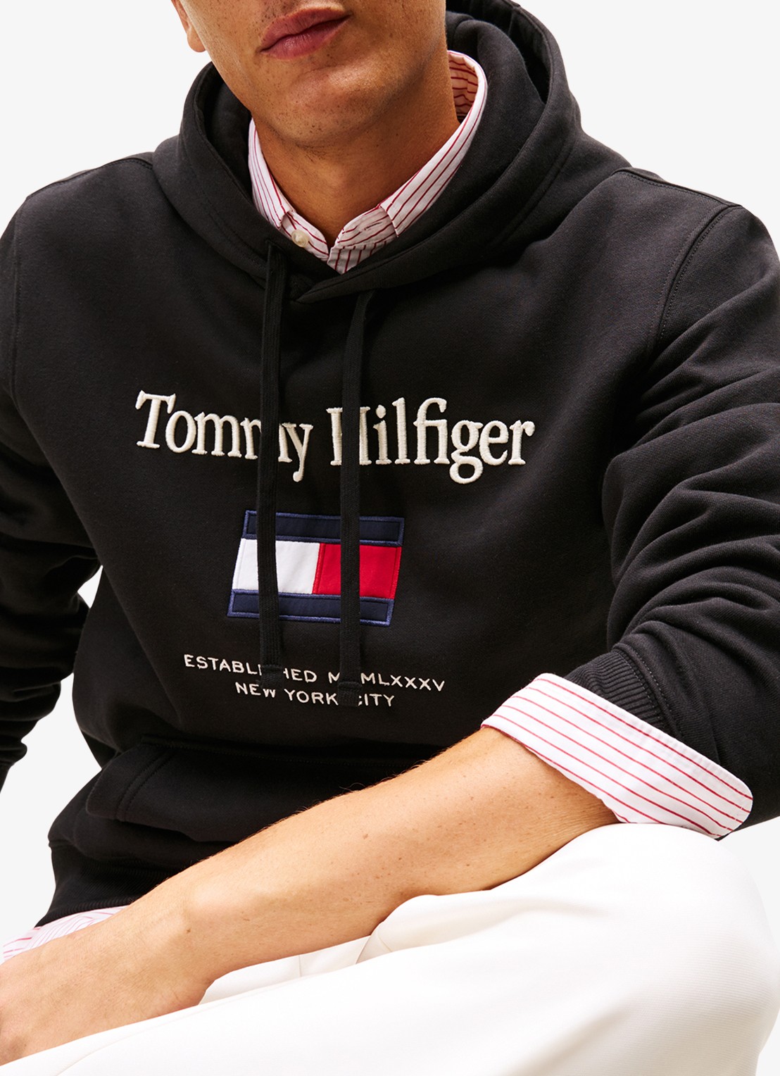 Tommy Hilfiger Hoodie met logoborduring - detail 5 zwart