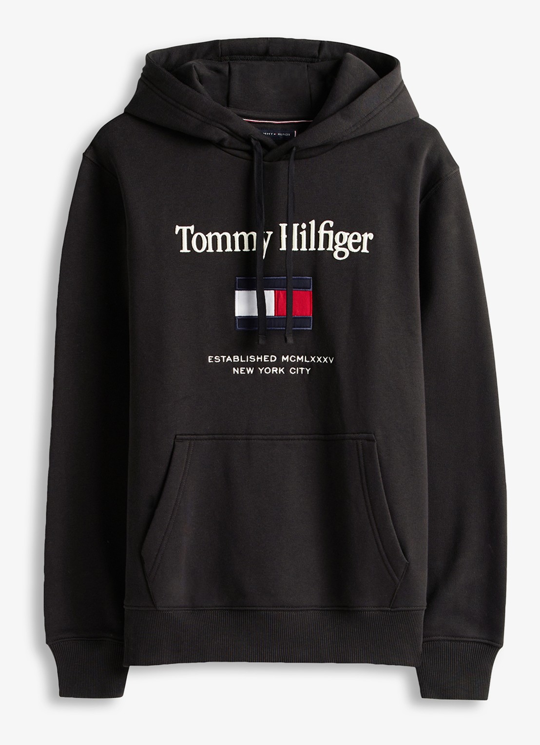 Tommy Hilfiger Hoodie met logoborduring - voorkant 2 zwart