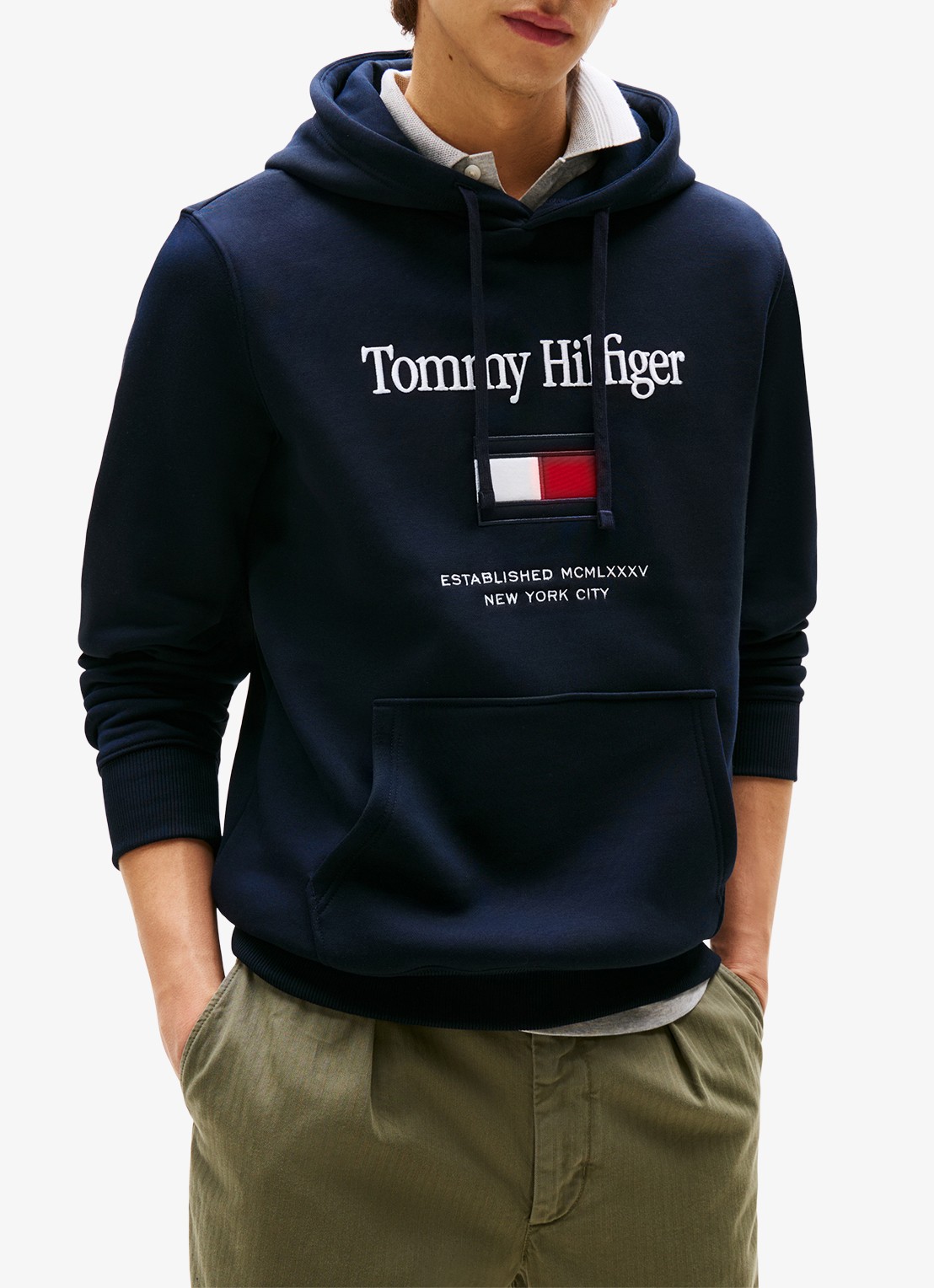 Tommy Hilfiger Hoodie met logoborduring - detail 4 donkerblauw