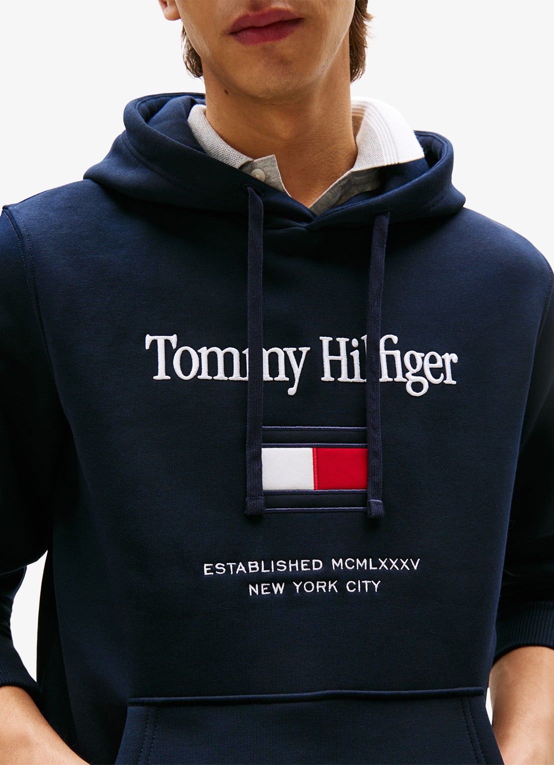 Tommy Hilfiger Hoodie met logoborduring - detail 5 donkerblauw