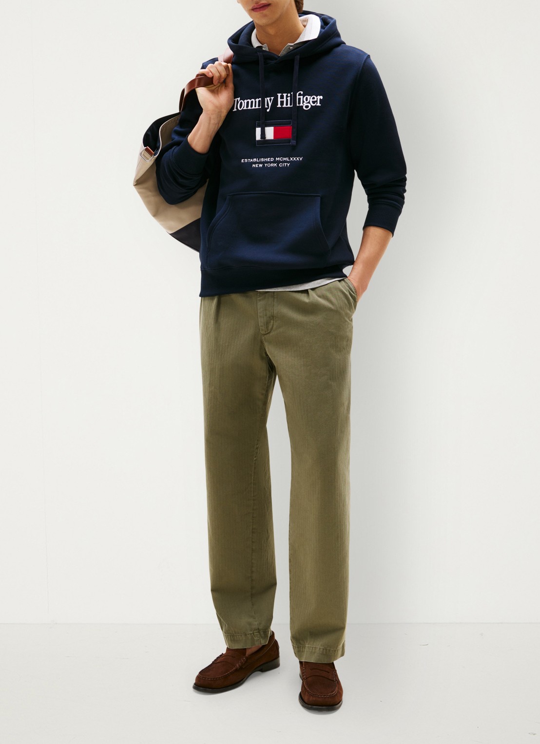 Tommy Hilfiger Hoodie met logoborduring - voorkant 2 donkerblauw