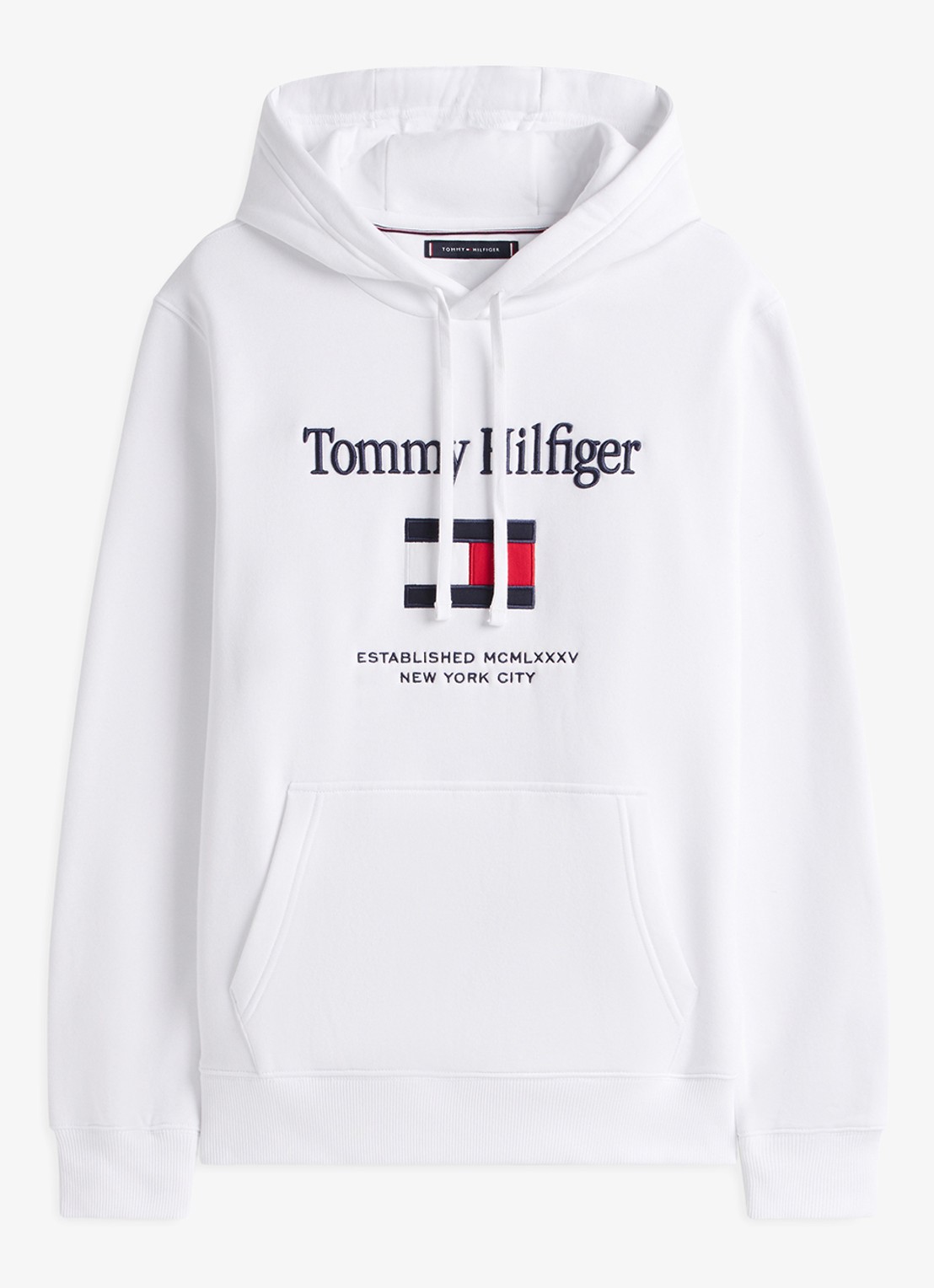 Tommy Hilfiger Hoodie met logoborduring - voorkant 3 wit