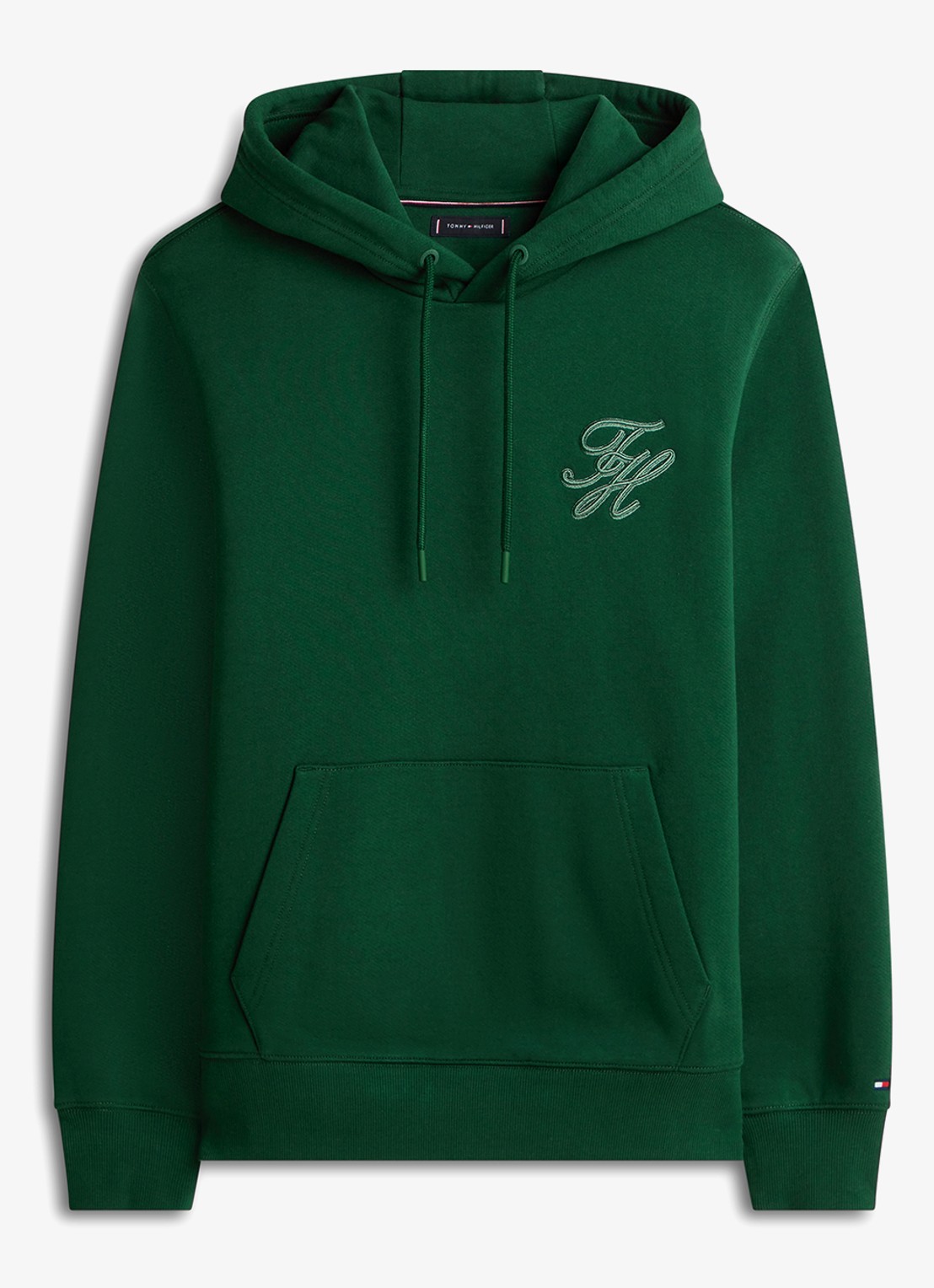 Tommy Hilfiger Hoodie met logoborduring - voorkant 4 donkergroen
