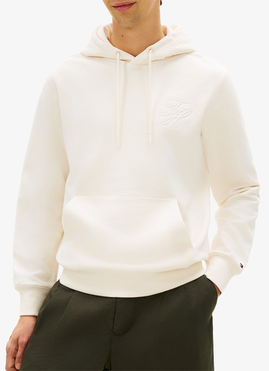Tommy Hilfiger Hoodie met logoborduring - detail 2 gebroken wit