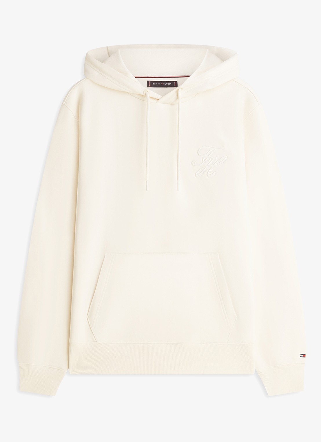 Tommy Hilfiger Hoodie met logoborduring - voorkant 4 gebroken wit