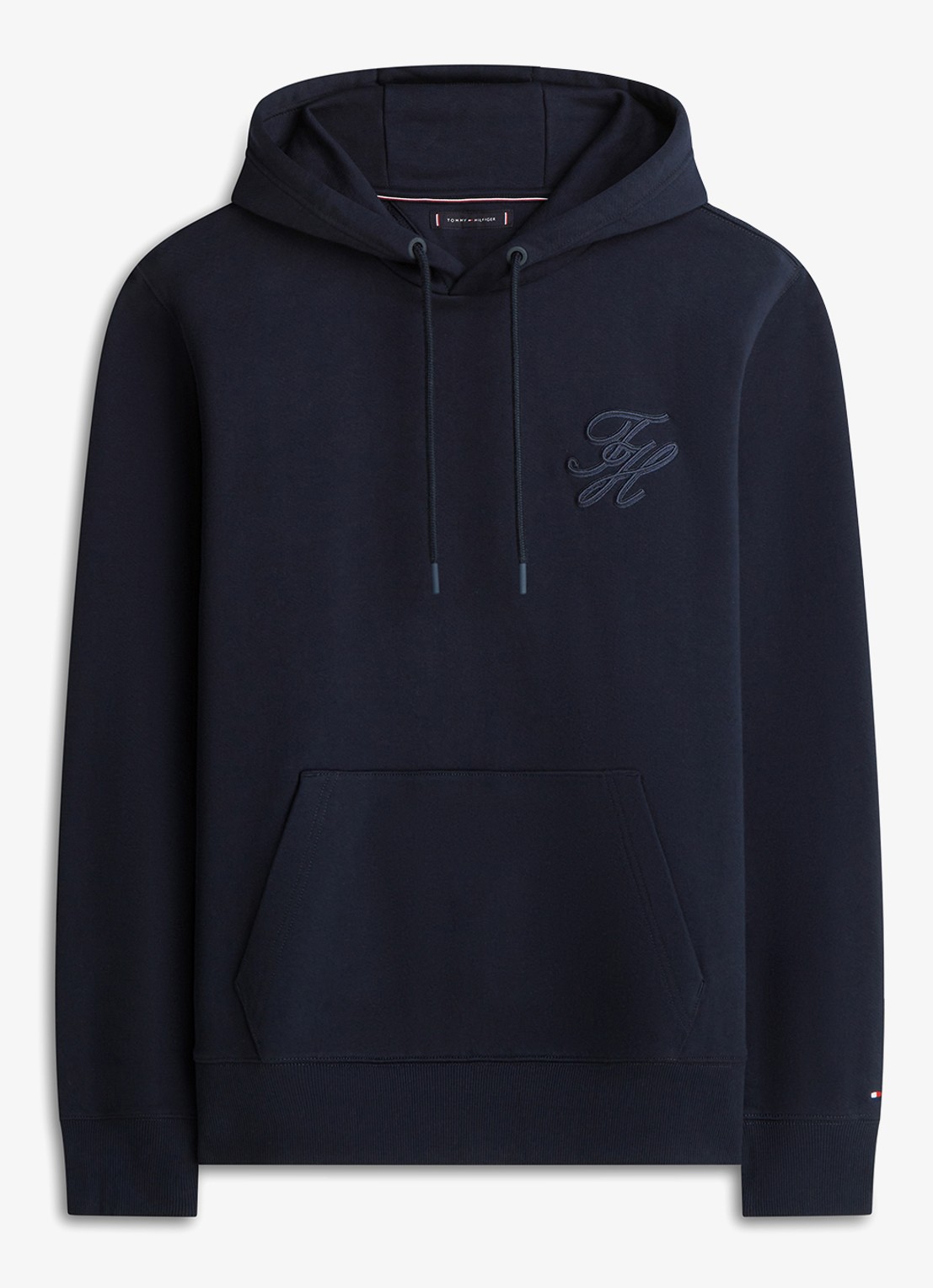 Tommy Hilfiger Hoodie met logoborduring - voorkant 2 donkerblauw