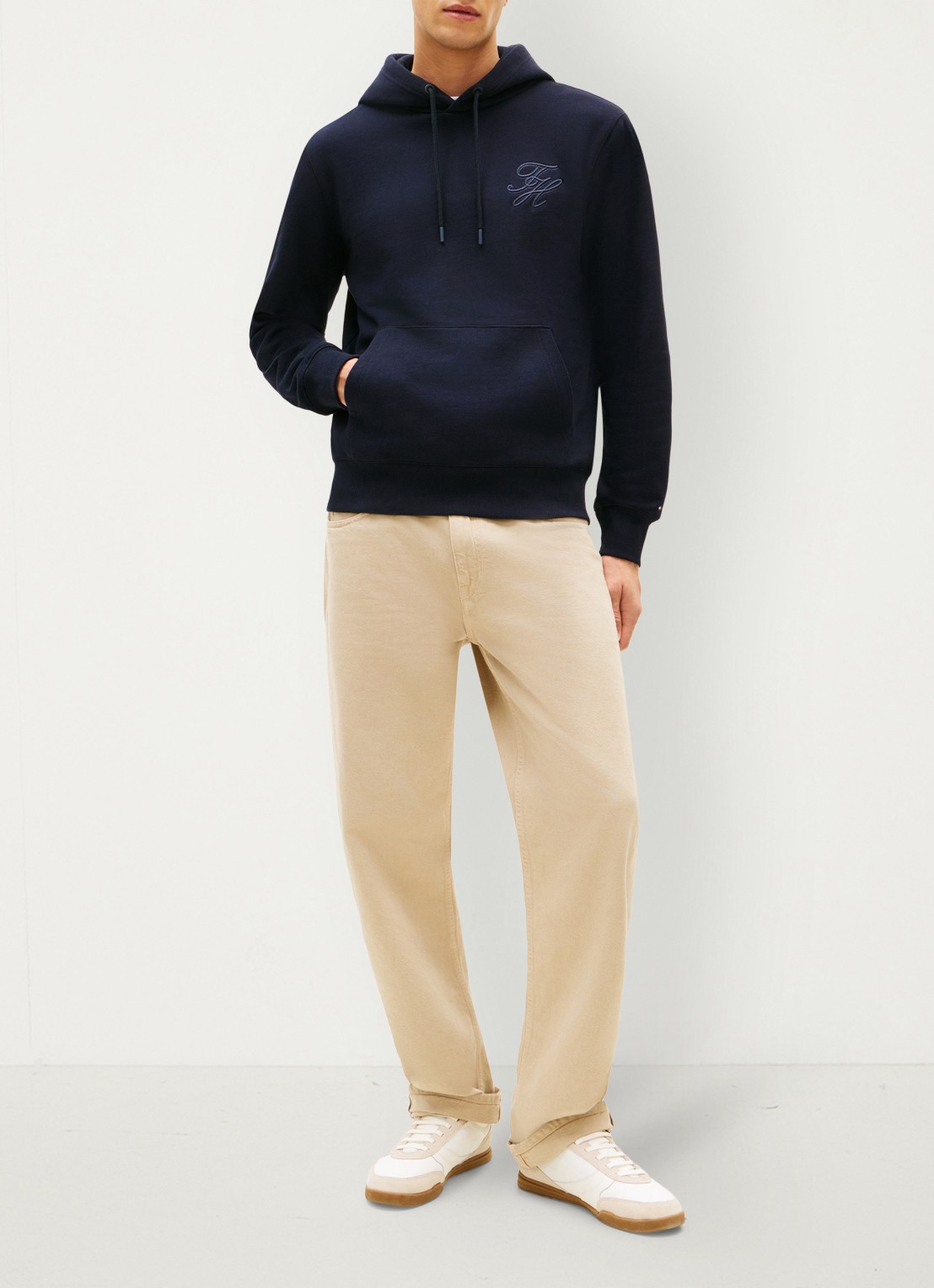 Tommy Hilfiger Hoodie met logoborduring - voorkant 3 donkerblauw