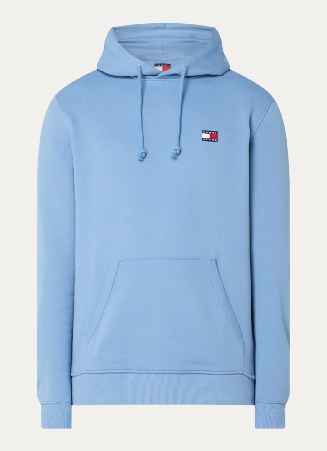Tommy Hilfiger Hoodie met logoborduring - voorkant blauwgrijs