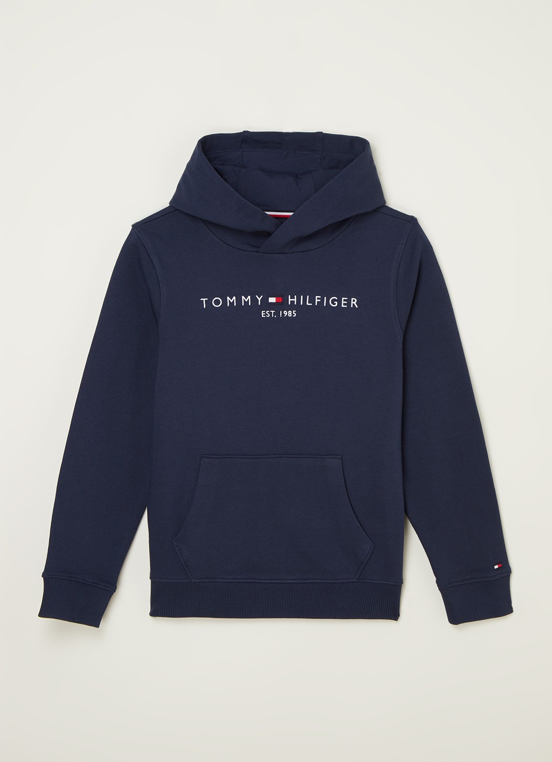 Tommy Hilfiger Hoodie met logoborduring - voorkant 2 donkerblauw