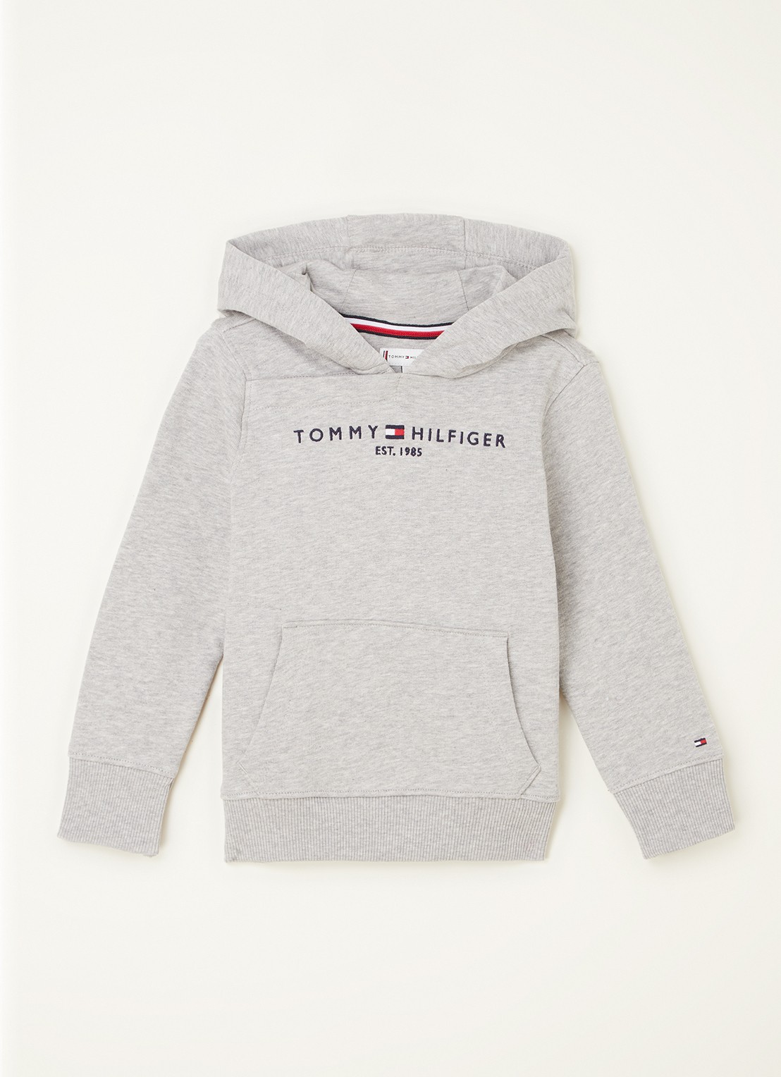 Tommy Hilfiger Hoodie met logoborduring - voorkant grijsmele