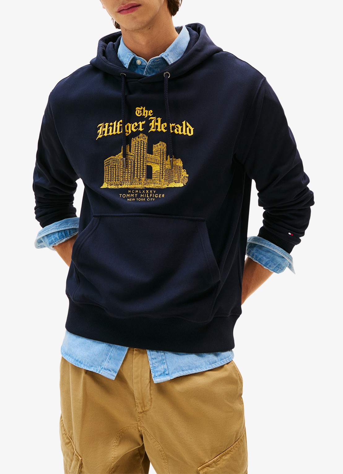 Tommy Hilfiger Hoodie met logoprint - detail 3 donkerblauw
