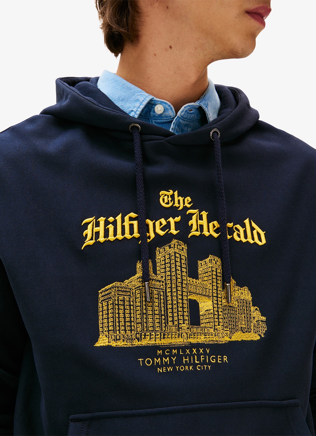Tommy Hilfiger Hoodie met logoprint - detail 4 donkerblauw