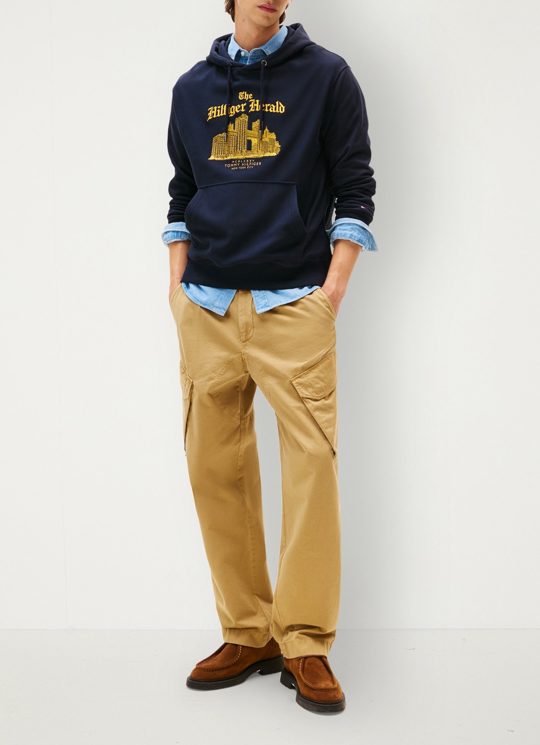 Tommy Hilfiger Hoodie met logoprint - voorkant 2 donkerblauw