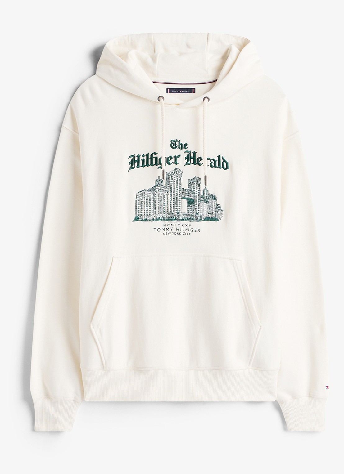 Tommy Hilfiger Hoodie met logoprint - voorkant ivoor