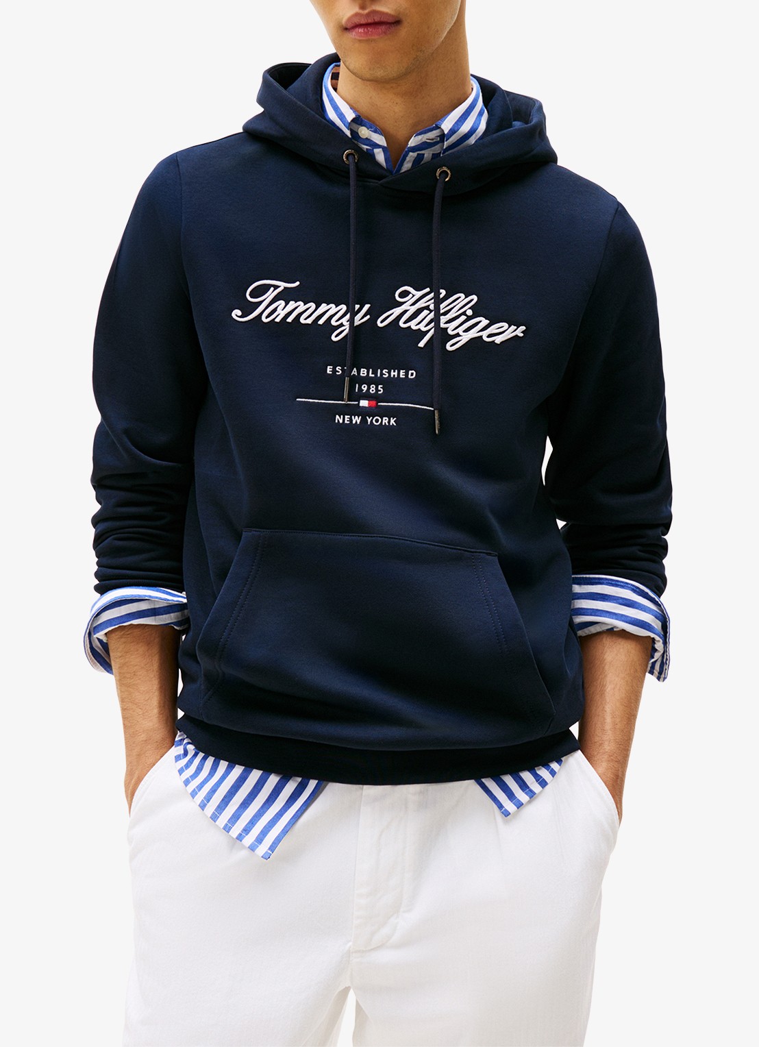 Tommy Hilfiger Hoodie met logoprint - detail 4 donkerblauw