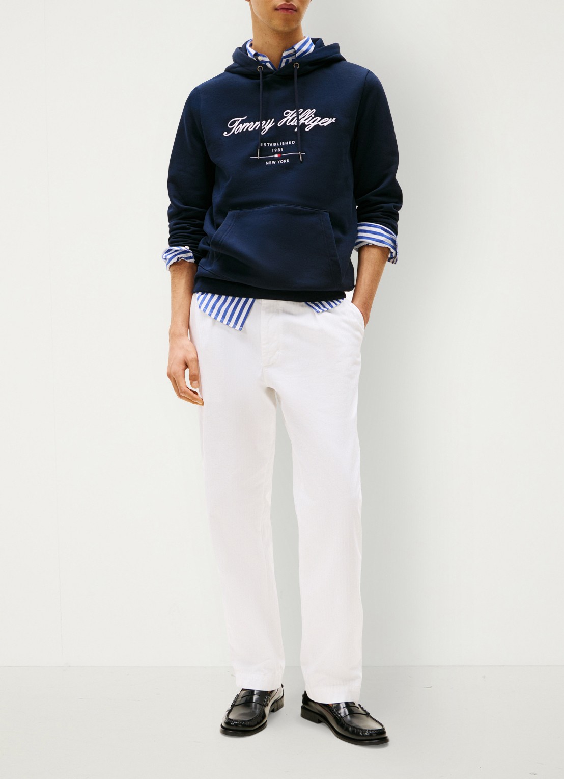 Tommy Hilfiger Hoodie met logoprint - voorkant 2 donkerblauw