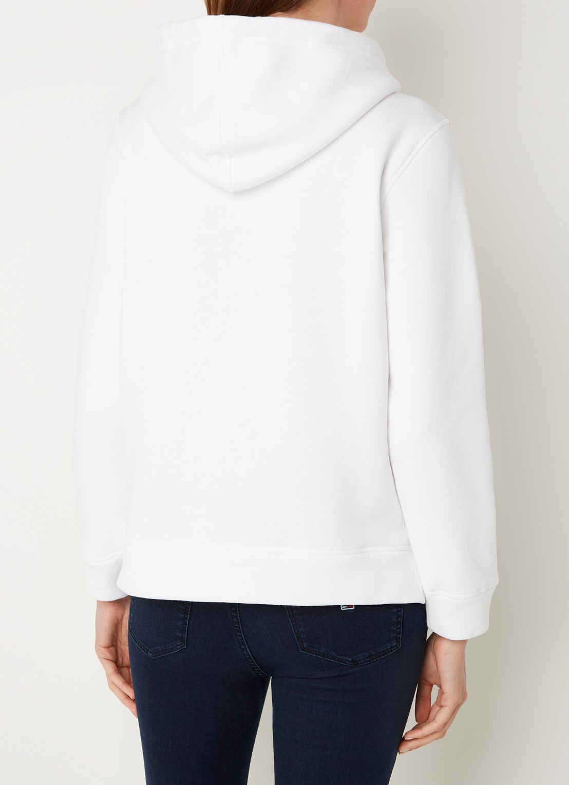 Tommy Hilfiger Hoodie van fleece met logoborduring - achterkant wit