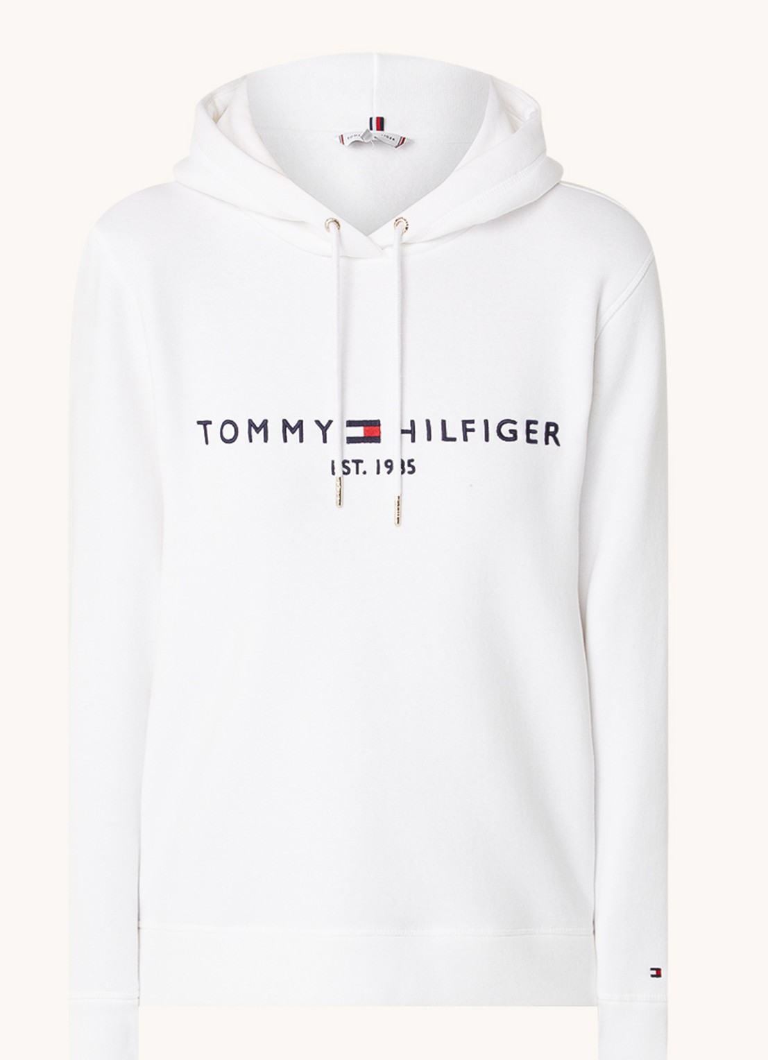 Tommy Hilfiger Hoodie van fleece met logoborduring - voorkant 4 wit