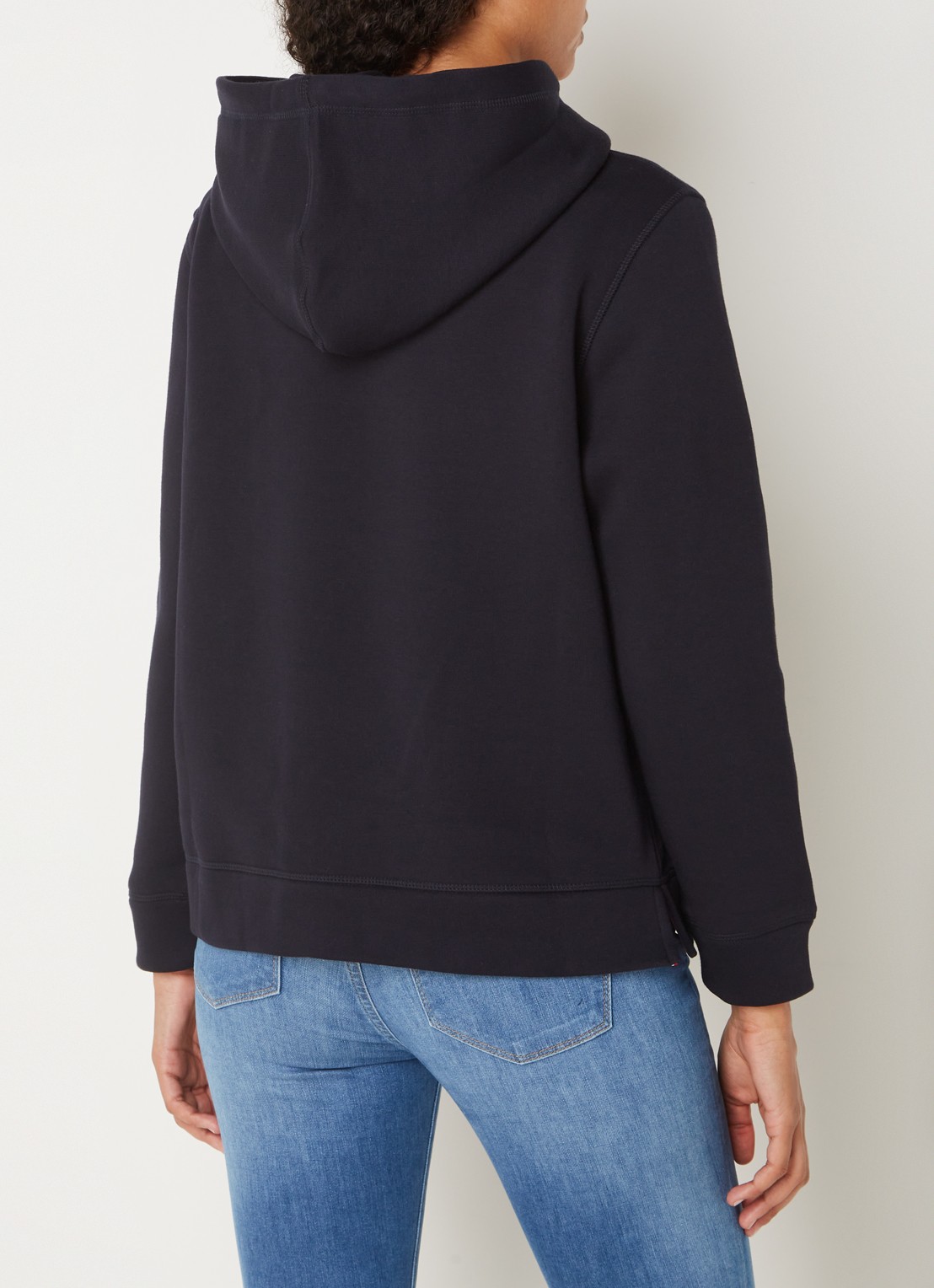 Tommy Hilfiger Hoodie van fleece met logoborduring - achterkant 3 donkerblauw