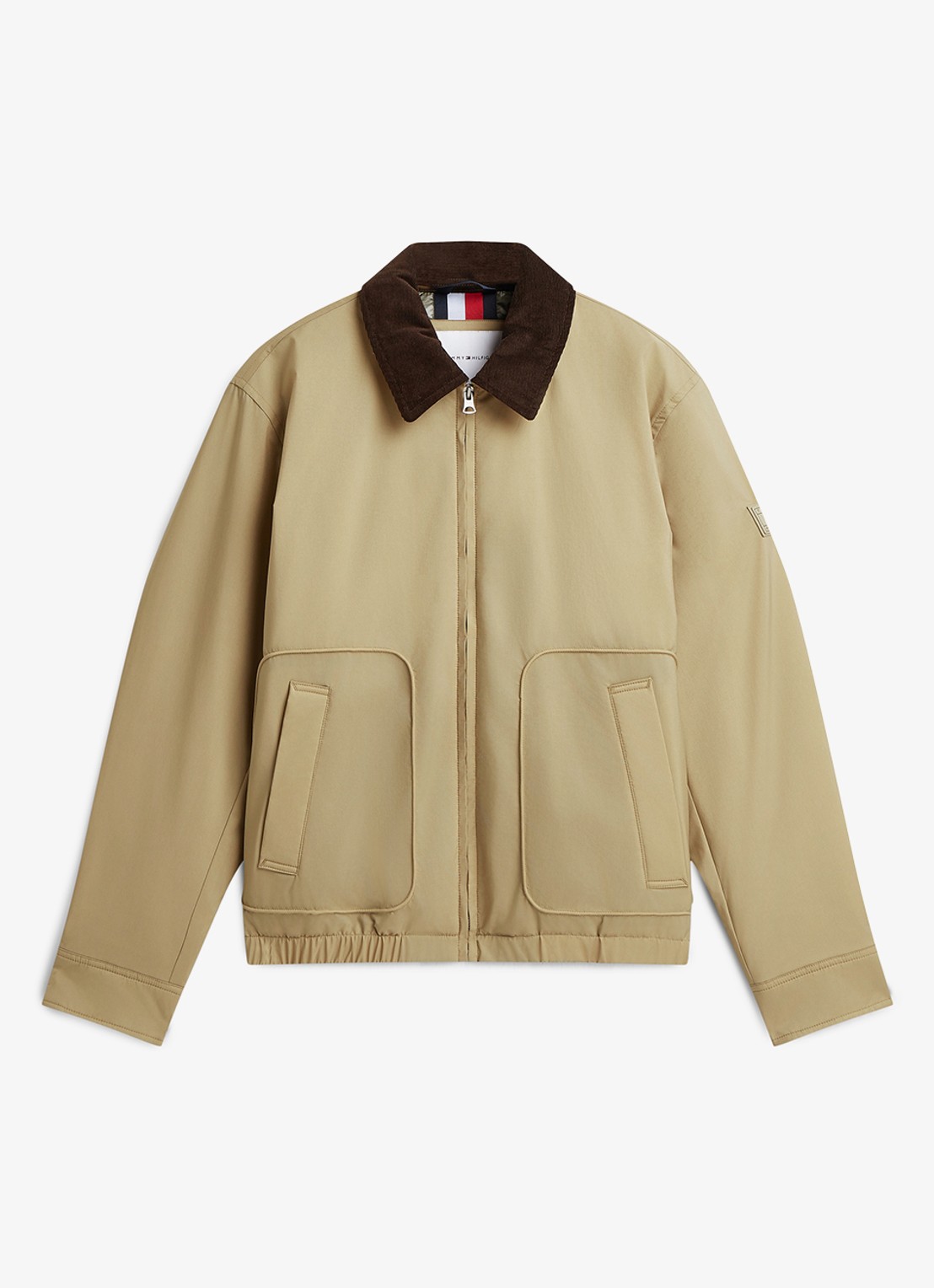 Tommy Hilfiger  Ivy jas met details van corduroy  - voorkant 5 khaki