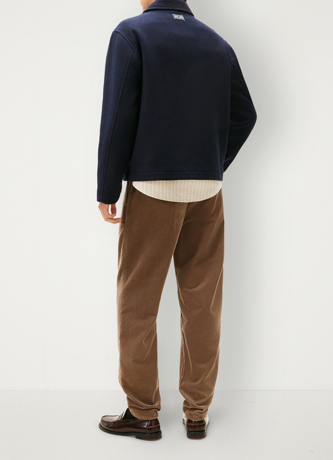 Tommy Hilfiger Jack in wolbend met steekzakken - achterkant donkerblauw