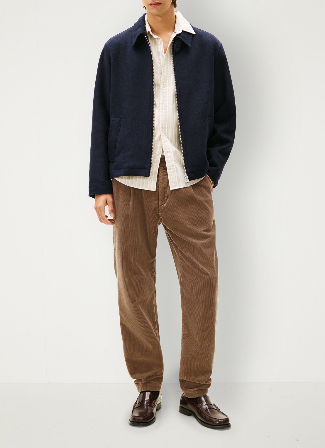 Tommy Hilfiger Jack in wolbend met steekzakken - voorkant 3 donkerblauw