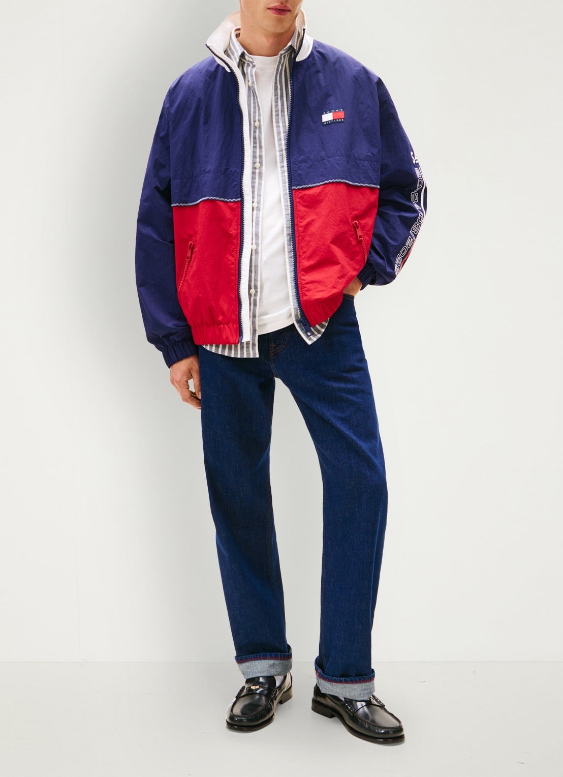 Tommy Hilfiger Jack met logo- en backprint - voorkant 2 donkerblauw