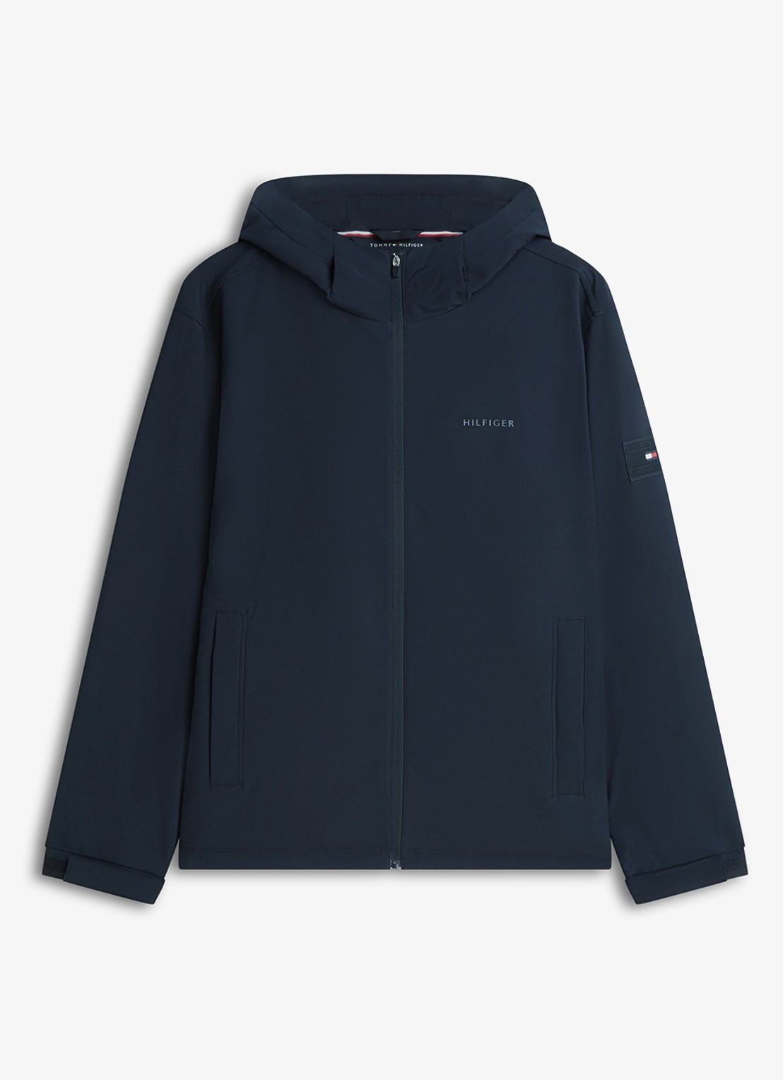 Tommy Hilfiger Jack met logo en steekzakken - voorkant 2 donkerblauw