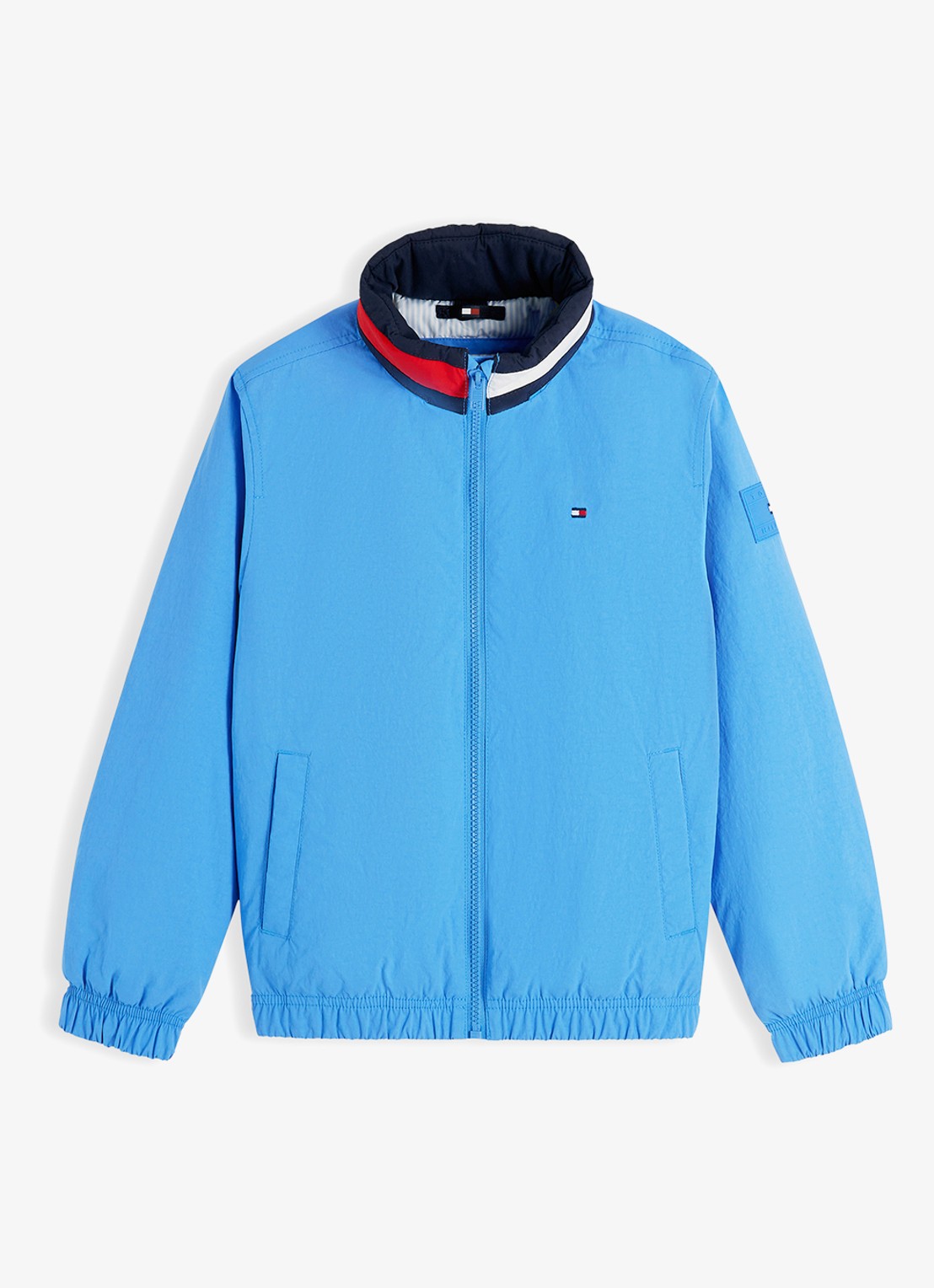 Tommy Hilfiger Jack met logo en steekzakken - voorkant blauw
