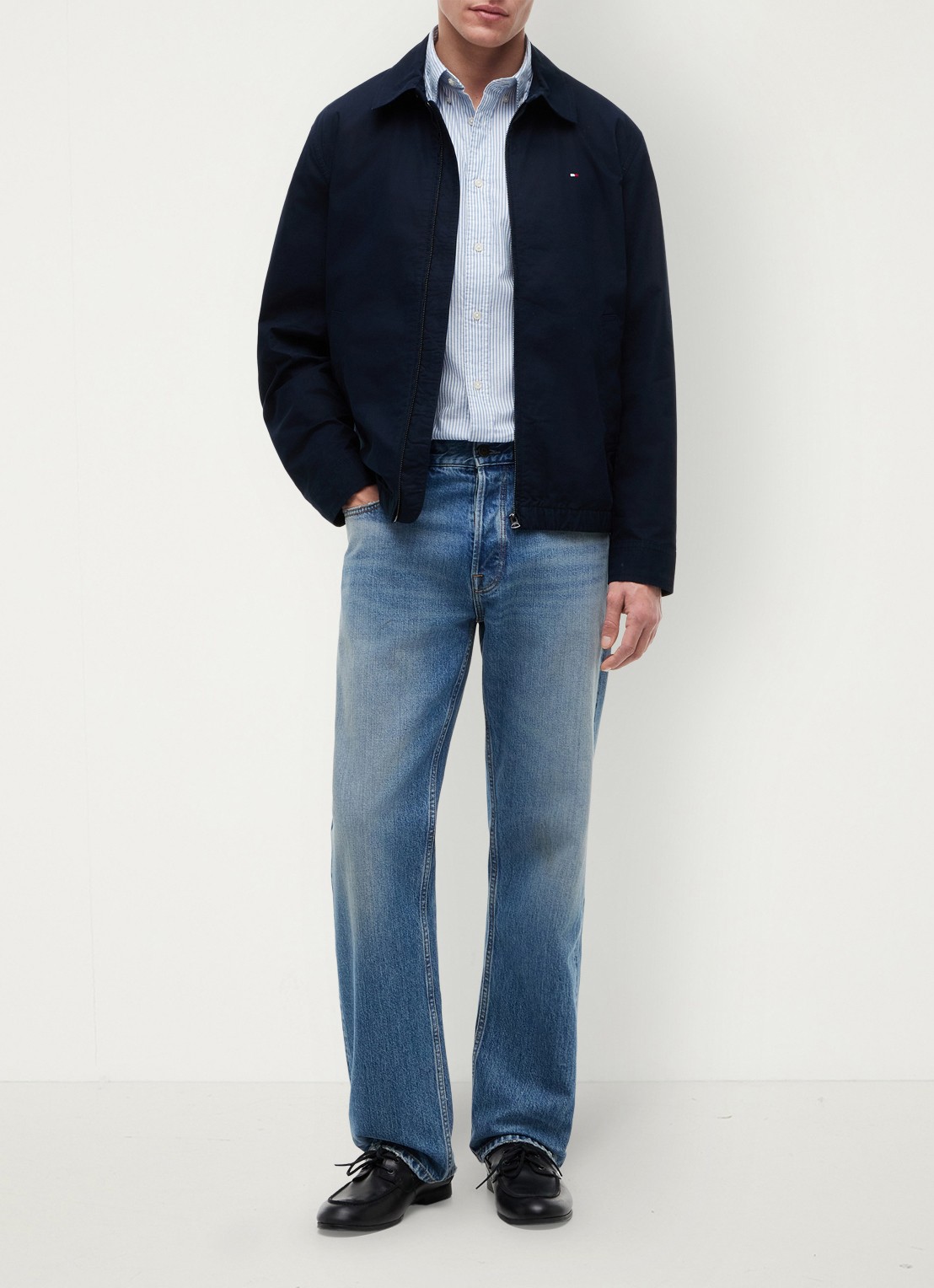 Tommy Hilfiger Jack met logoborduring - voorkant 3 donkerblauw