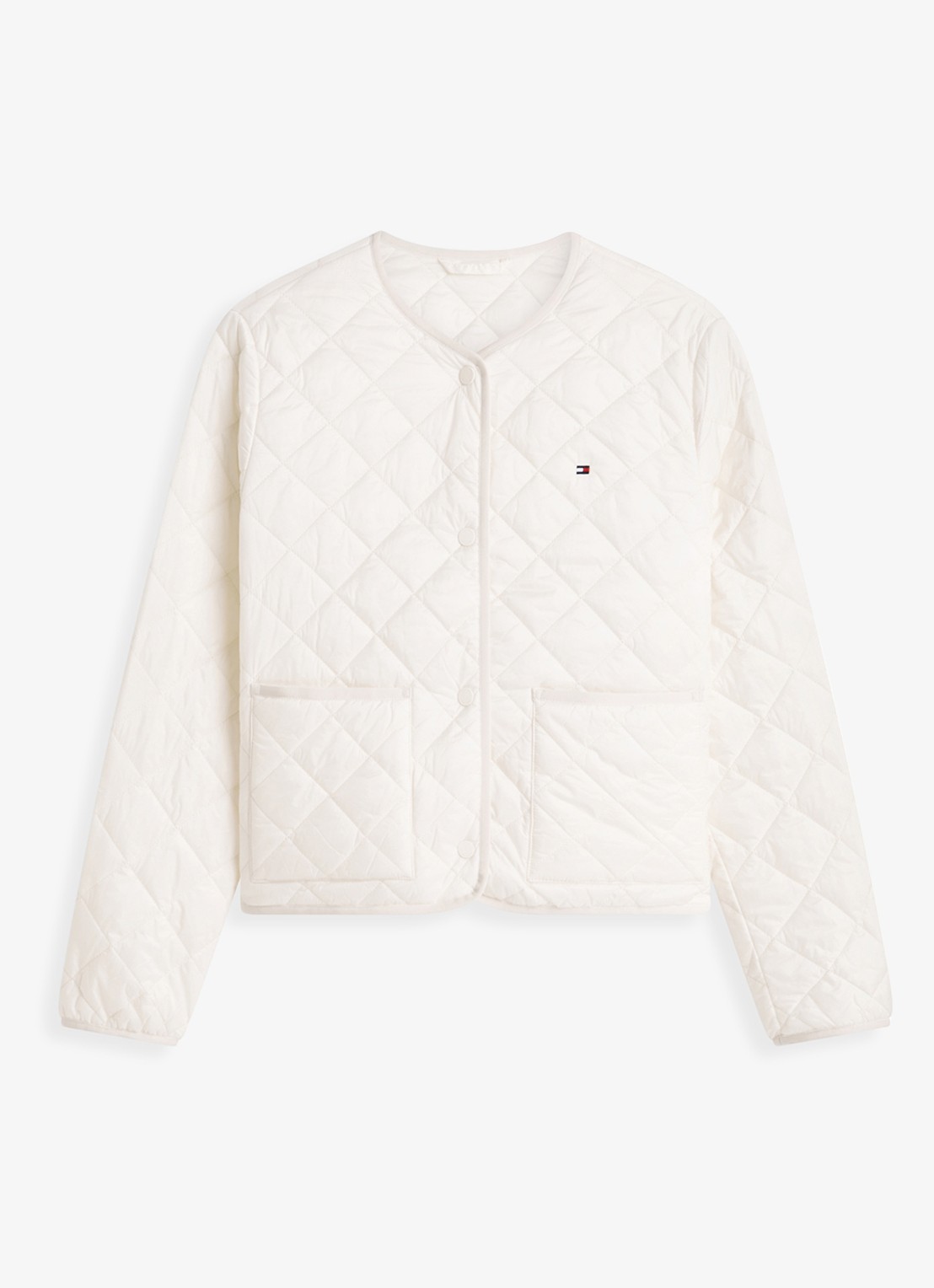 Tommy Hilfiger Jack met quilt patroon en steekzakken - voorkant 4 beige