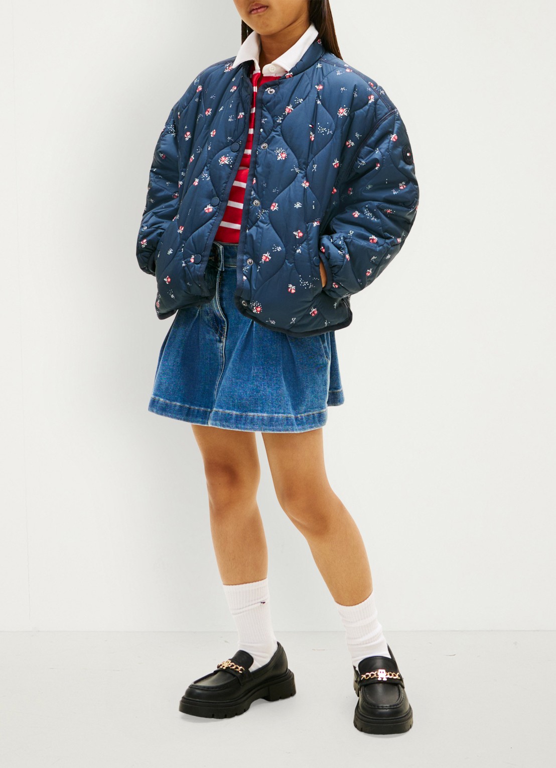 Tommy Hilfiger Jack met quilt patroon en steekzakken - voorkant 3 donkerblauw