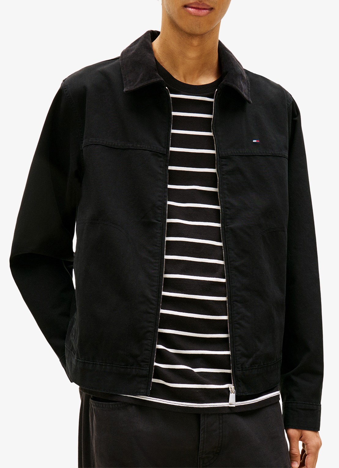 Tommy Hilfiger Jack met steekzakken en logoborduring - detail 4 zwart