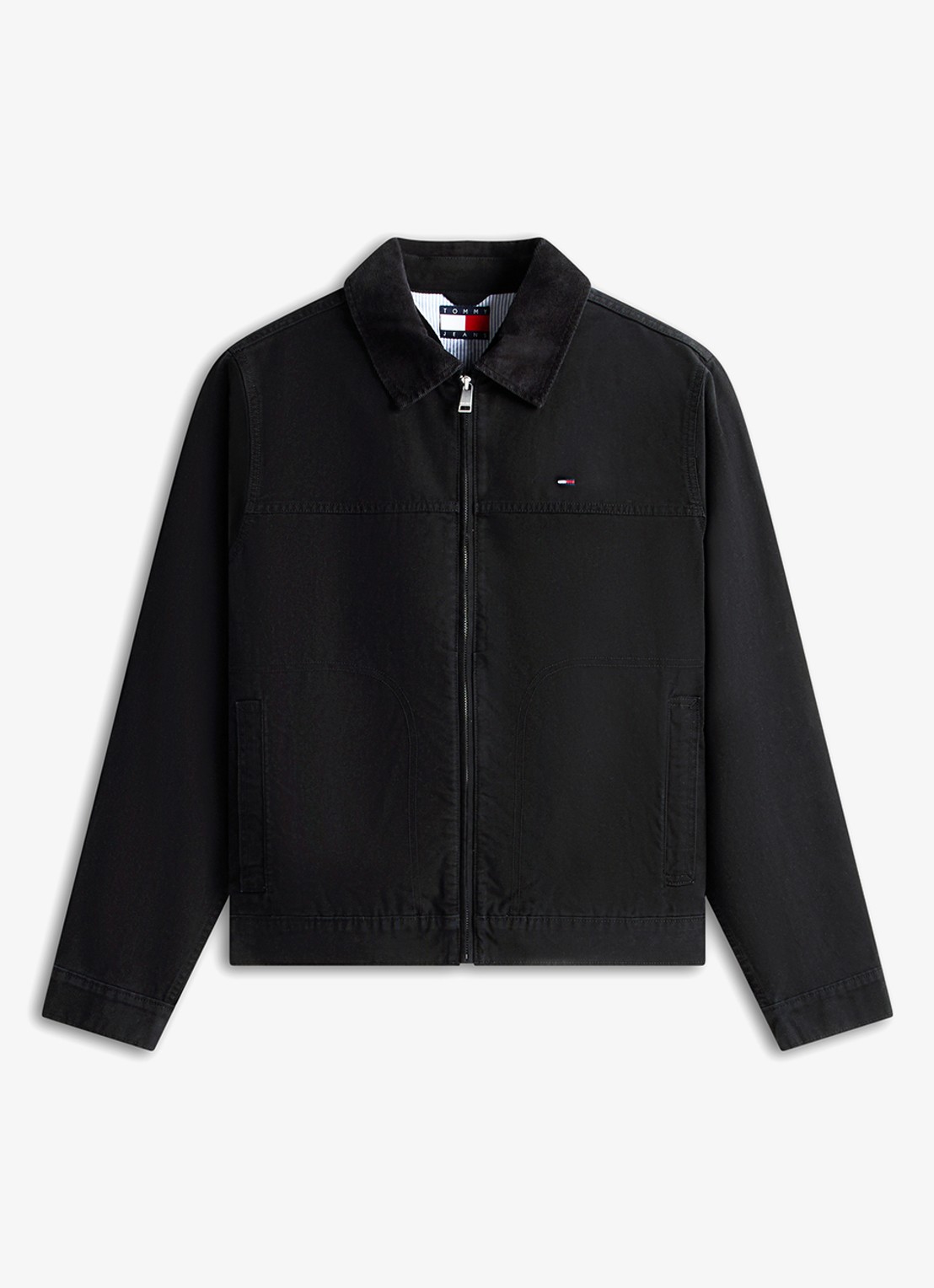 Tommy Hilfiger Jack met steekzakken en logoborduring - voorkant 2 zwart