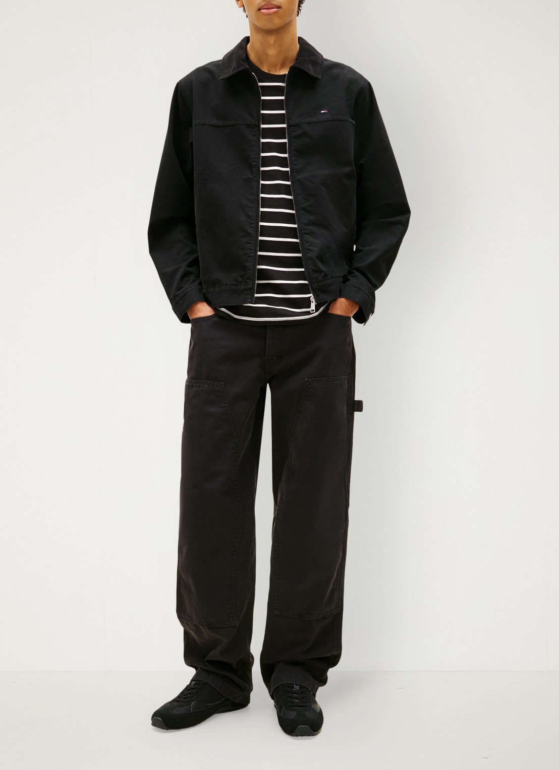 Tommy Hilfiger Jack met steekzakken en logoborduring - voorkant 3 zwart