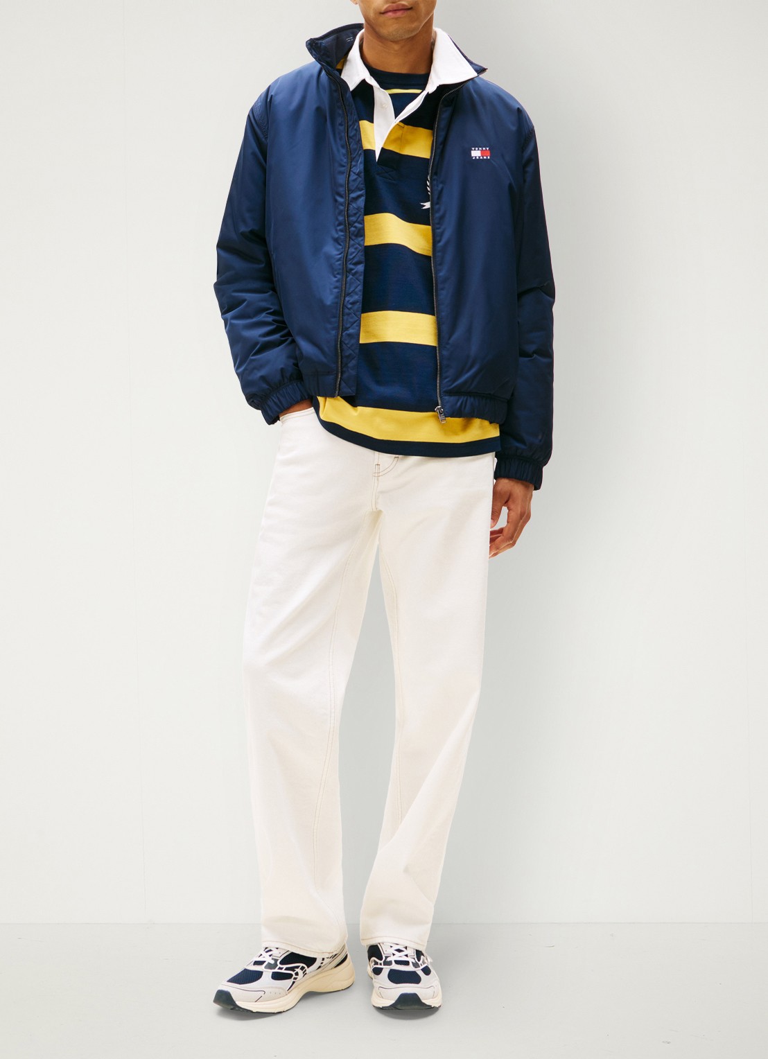 Tommy Hilfiger Jack met steekzakken en waterafstotende coating - voorkant 3 donkerblauw