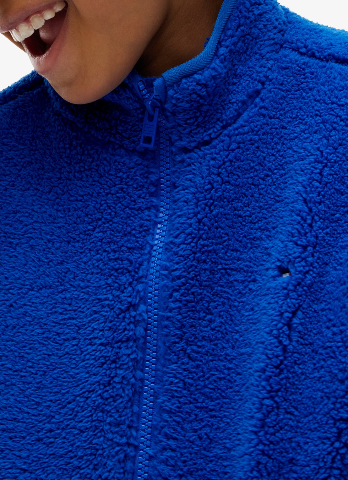 Tommy Hilfiger Jack van fleece met logo - detail 5 blauw