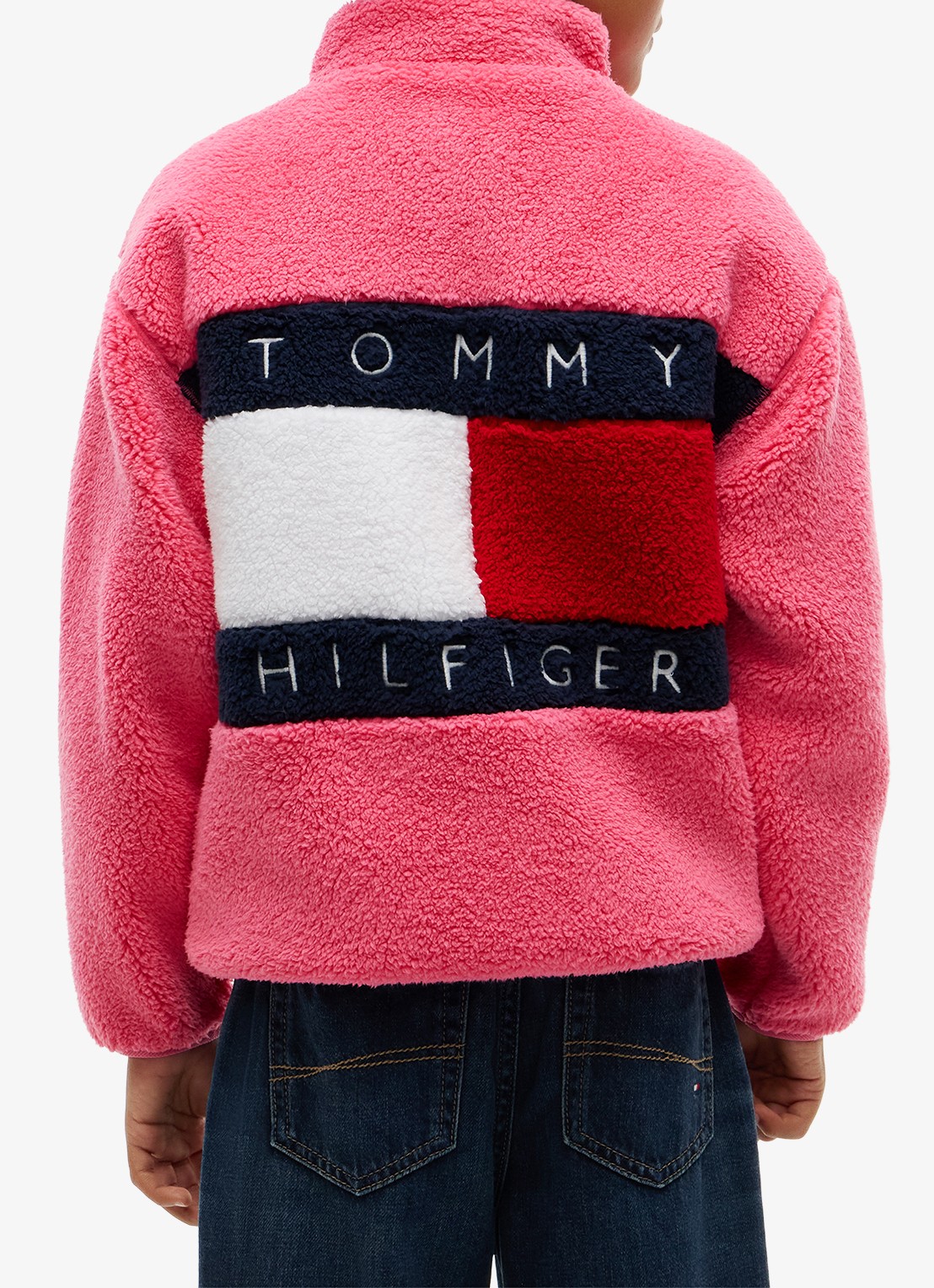 Tommy Hilfiger Jack van fleece met logo - achterkant roze