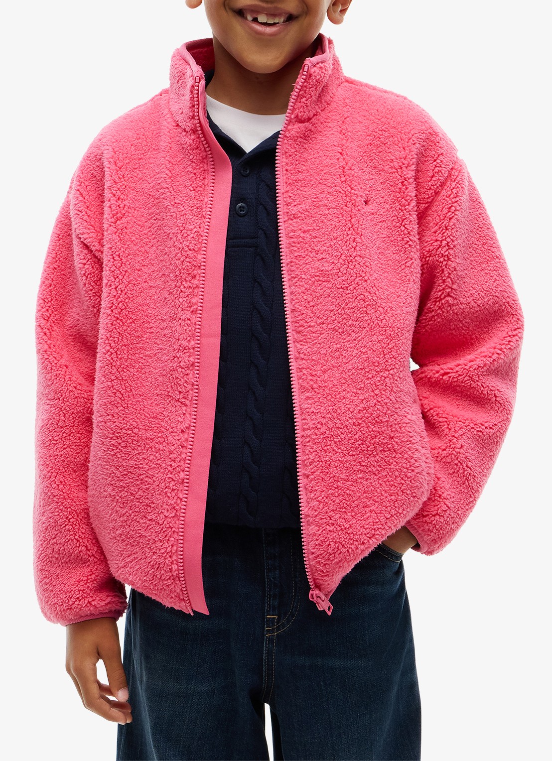 Tommy Hilfiger Jack van fleece met logo - detail 4 roze