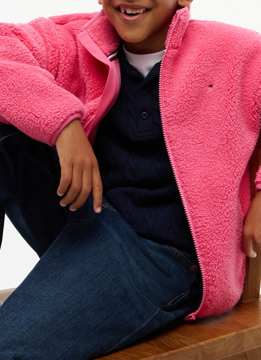 Tommy Hilfiger Jack van fleece met logo - detail 5 roze