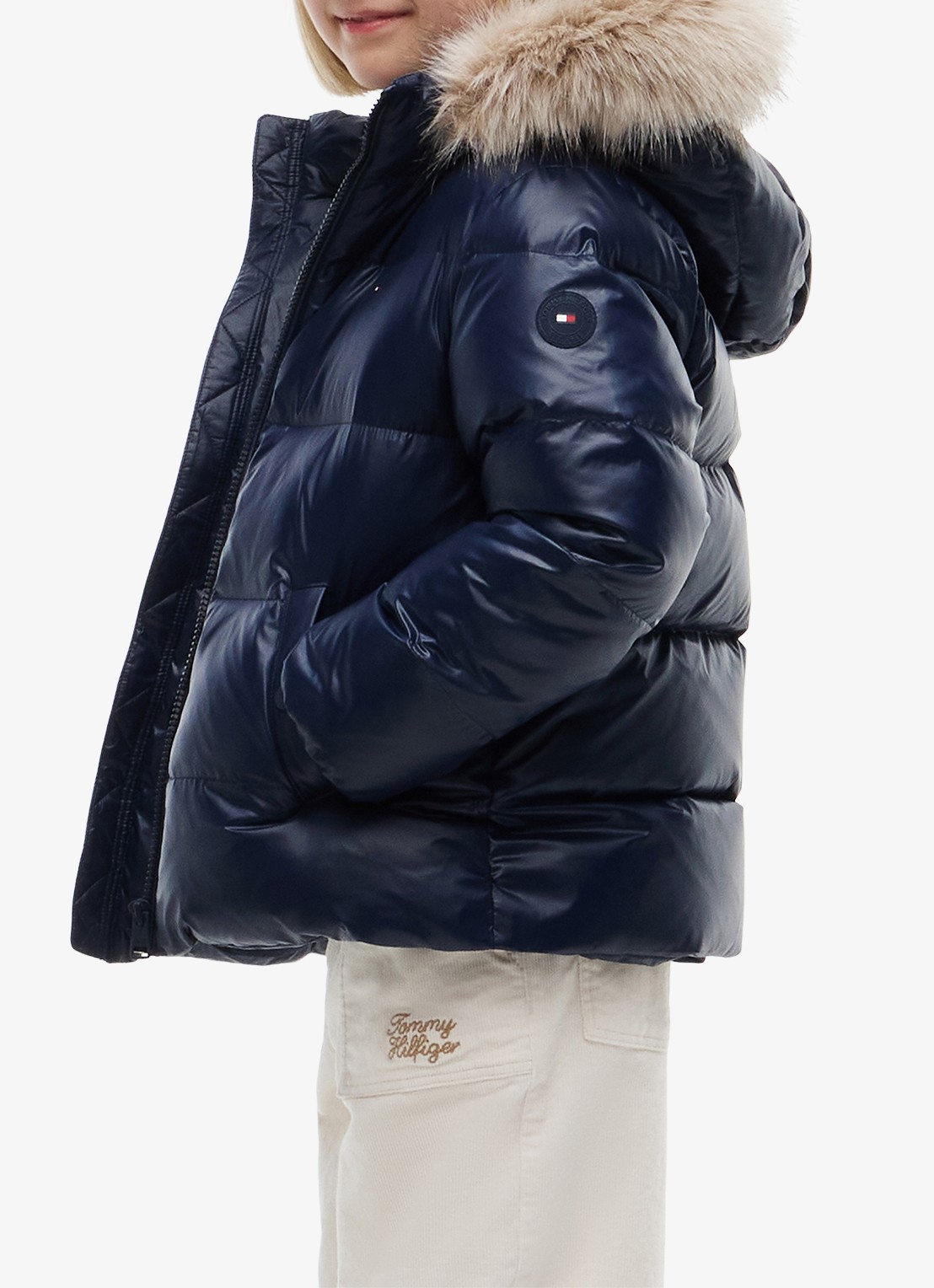 Tommy Hilfiger Jas met donsvulling en capuchon - detail 3 donkerblauw