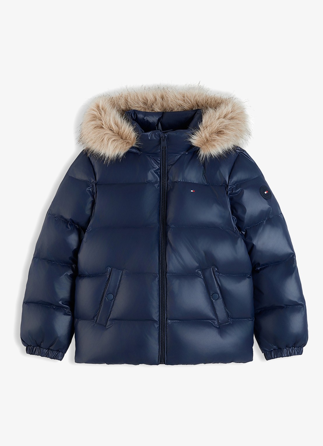 Tommy Hilfiger Jas met donsvulling en capuchon - voorkant 4 donkerblauw