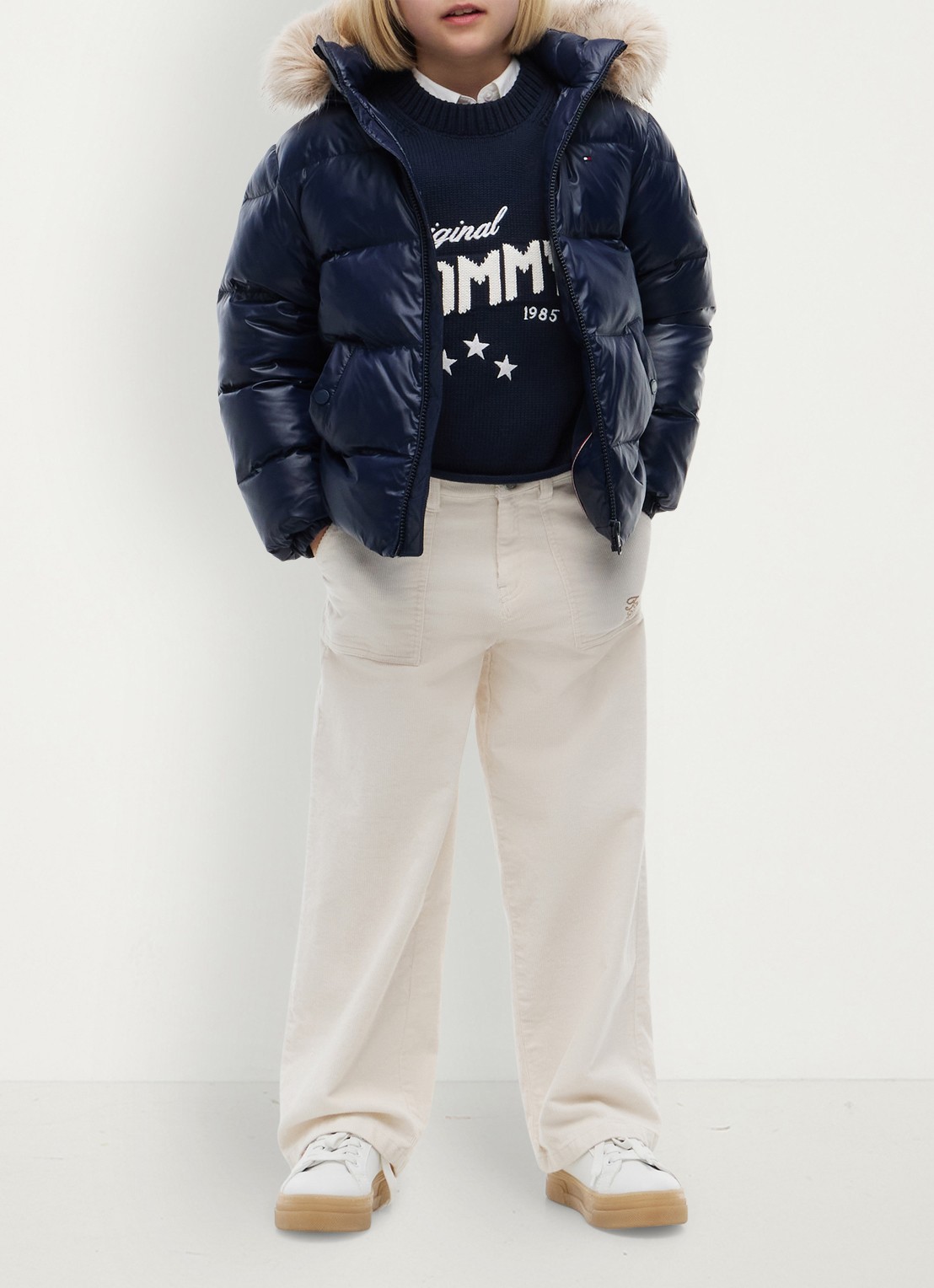 Tommy Hilfiger Jas met donsvulling en capuchon - voorkant 5 donkerblauw