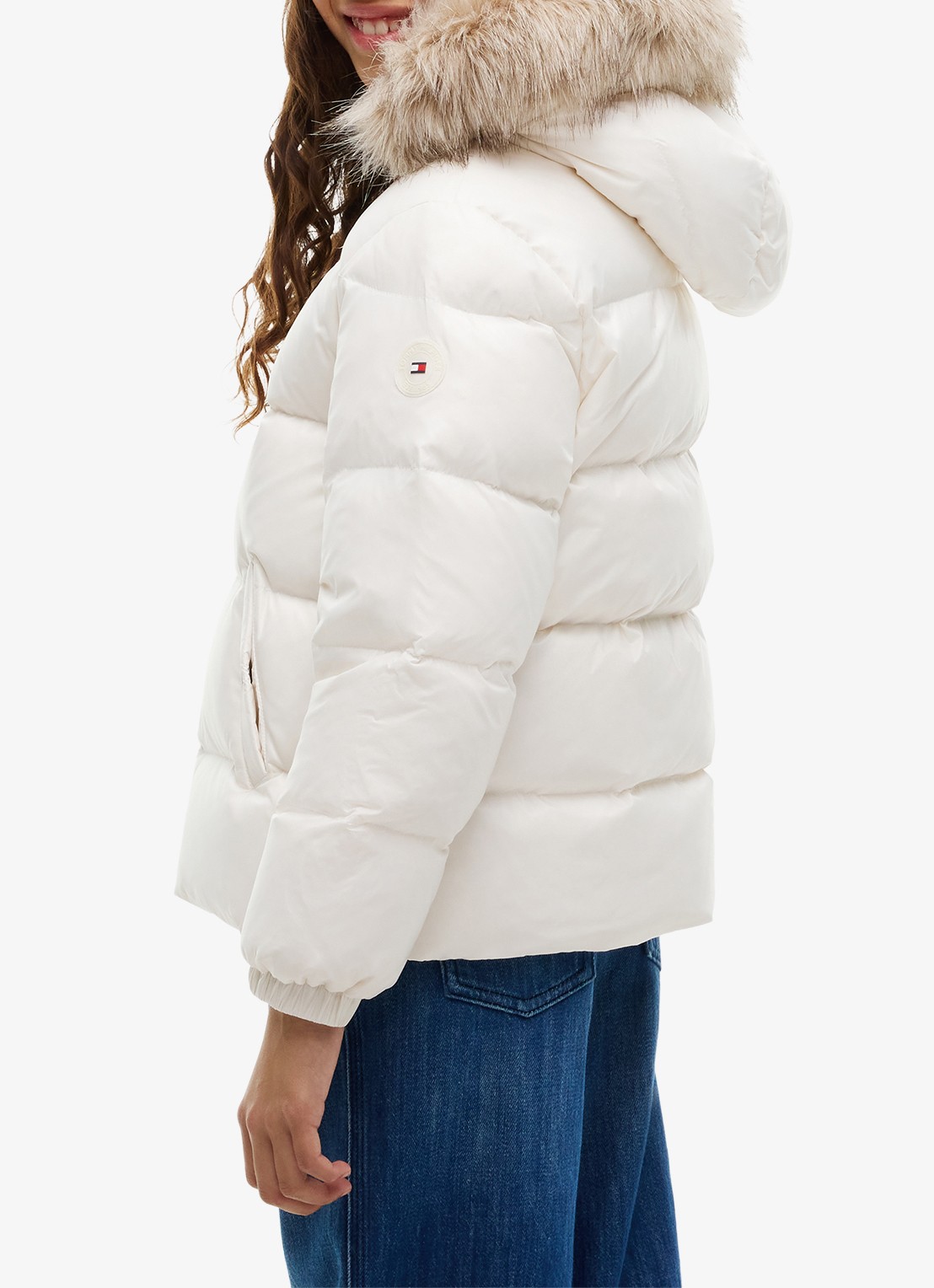 Tommy Hilfiger Jas met donsvulling en capuchon - achterkant 6 gebroken wit