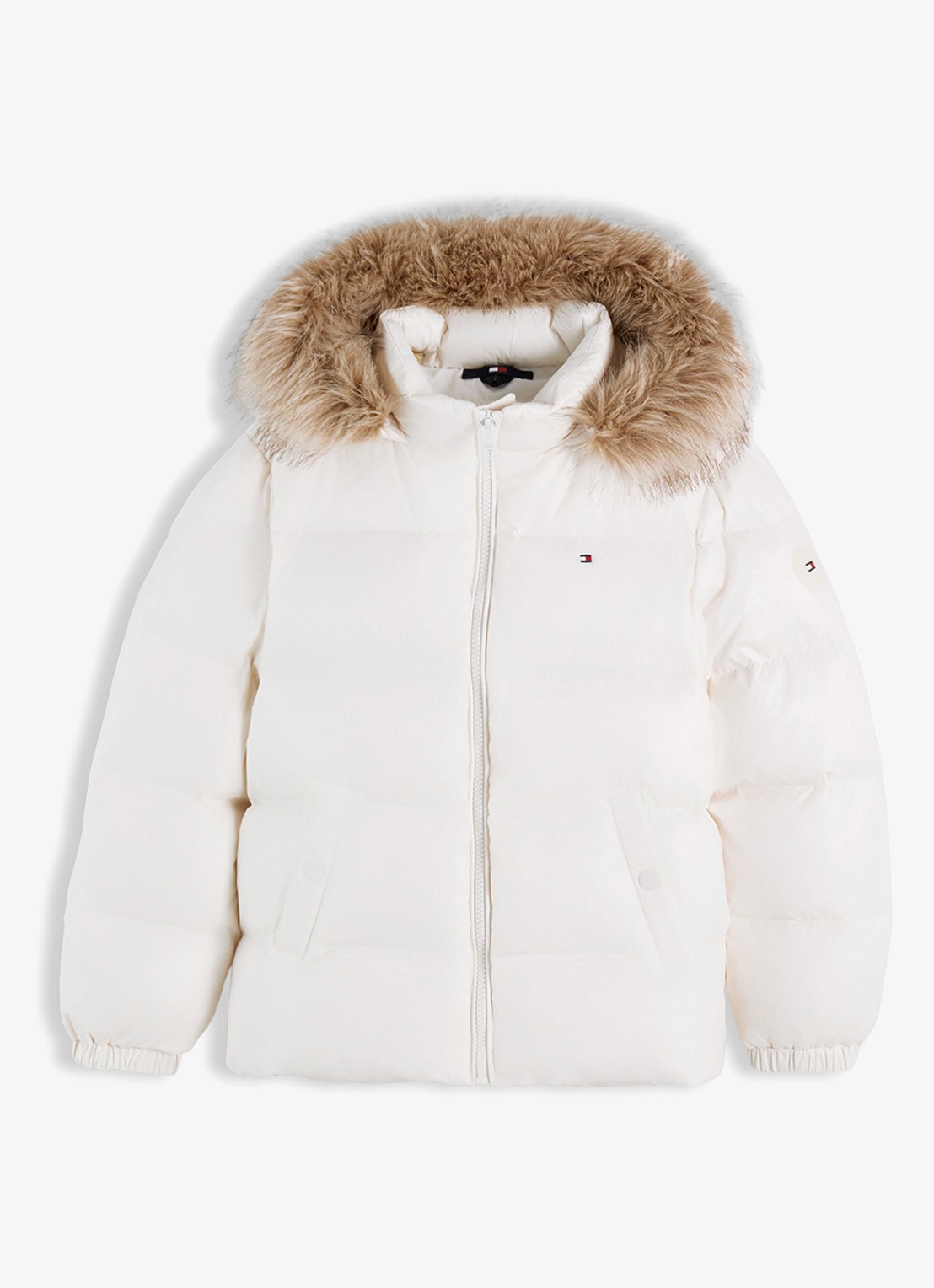 Tommy Hilfiger Jas met donsvulling en capuchon - voorkant 4 gebroken wit