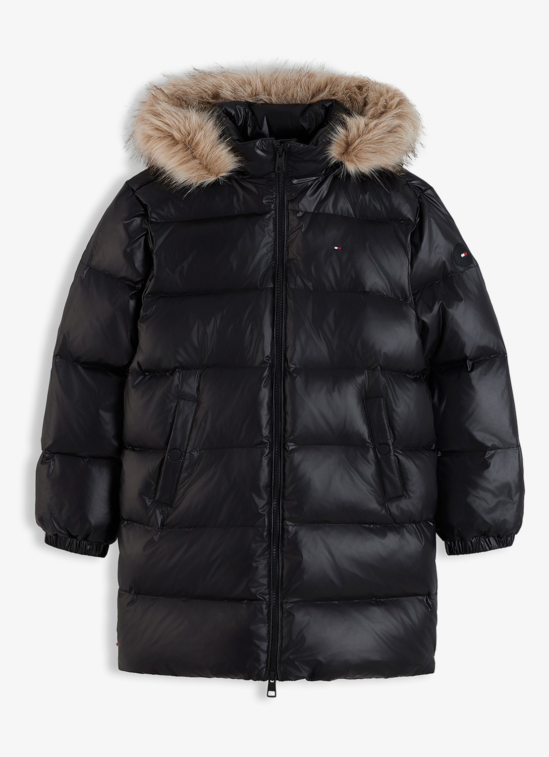 Tommy Hilfiger Jas met donsvulling en capuchon - voorkant 2 zwart