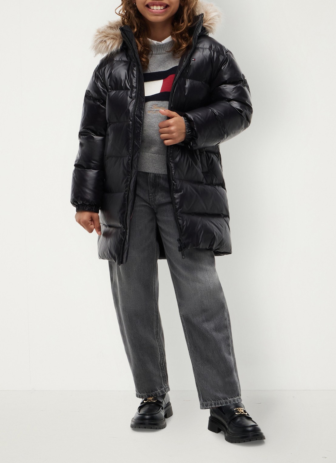 Tommy Hilfiger Jas met donsvulling en capuchon - voorkant 3 zwart