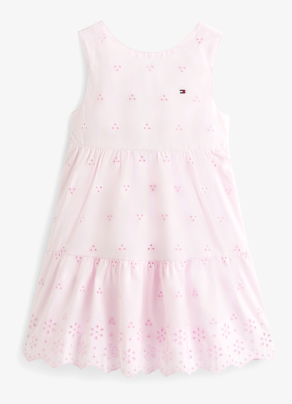 Tommy Hilfiger Jurk met broderie en logoborduring - voorkant 5 roze